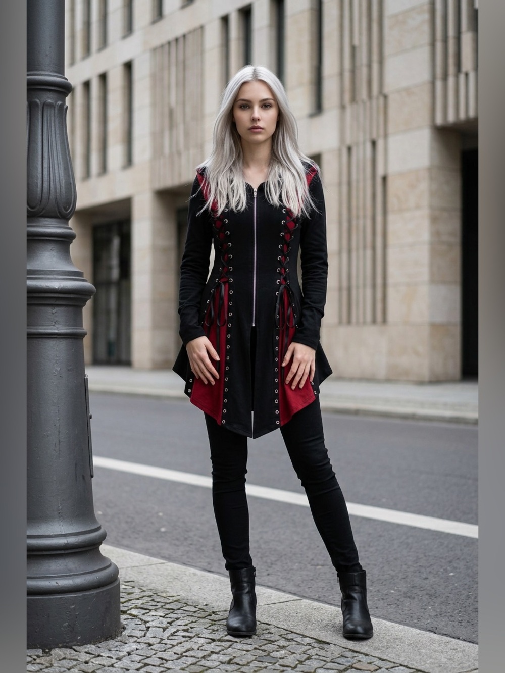 Gothic Punk Hooded Coat - Size Small